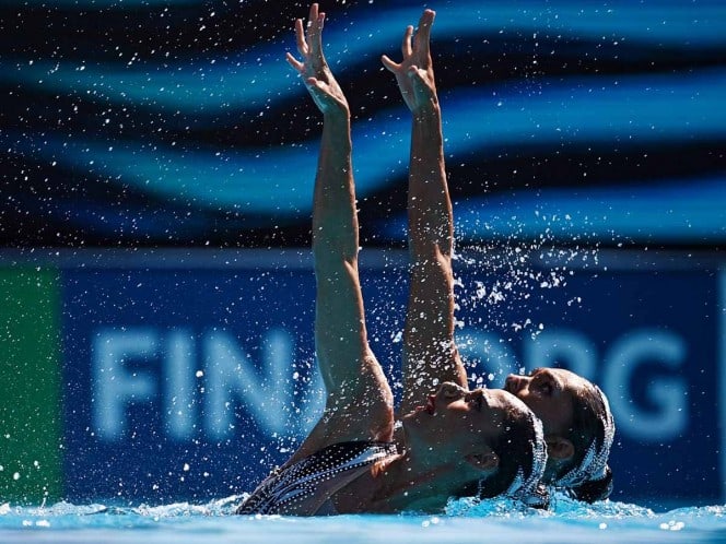 Nuria Diosdado y Joana Jiménez en la final de Nado Sincronizado del Mundial de Natación de Budapest.