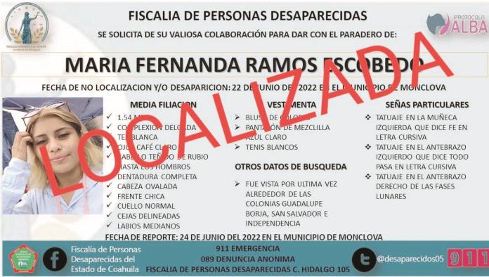 Ya apareció María Fernanda