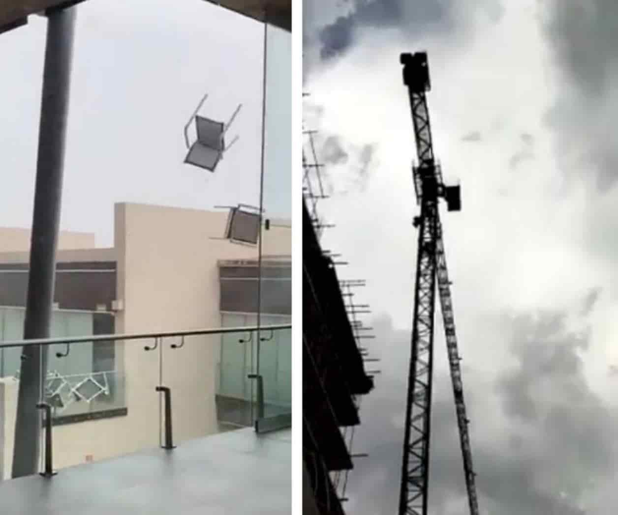 Vuelan sillas y grúas sin control; Fuertes vientos golpean Hermosillo