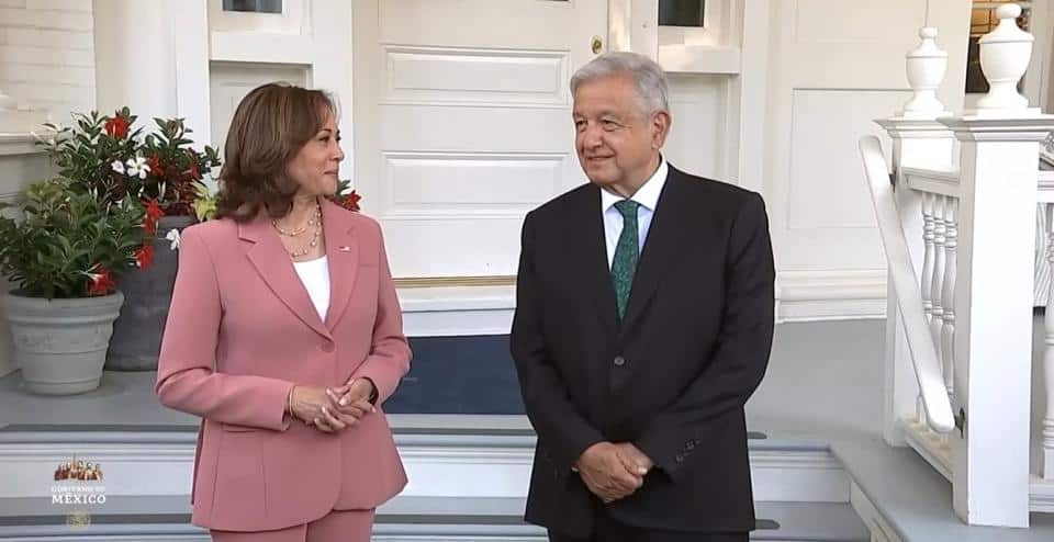 “Yo estoy muy contento de este encuentro con la vicepresidenta Kamala Harris: AMLO