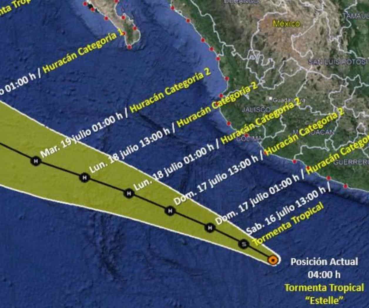 Se forma la tormenta tropical Estelle en el pacifico