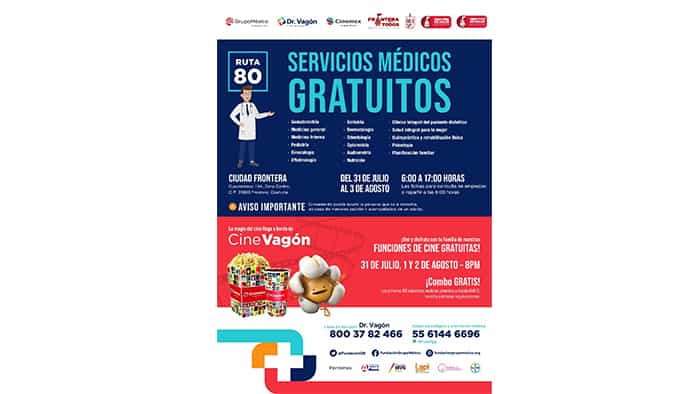 Además dermatología, optometría, nutrición, audiometría, psicología.