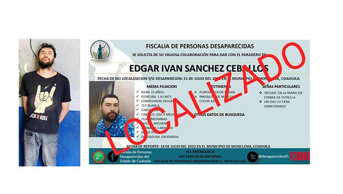 Localizan Fiscalía a monclovense desaparecido