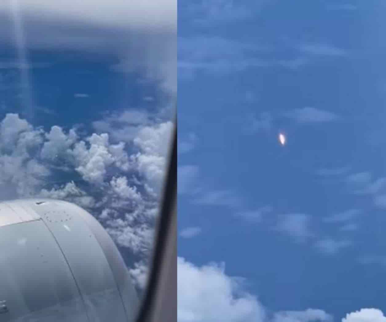 Pasajeros con suerte ven desde un avión lanzamiento de un cohete