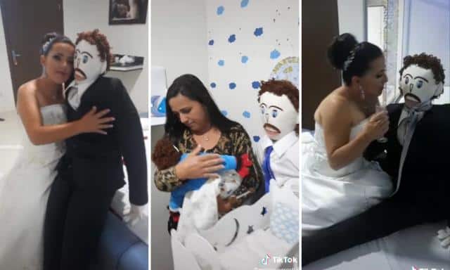 Se casa con un muñeco de trapo y ahora tienen un supuesto “hijo”