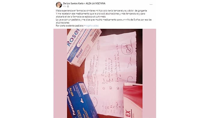 Denuncia malestar en su hijo por un mal tratamiento médico.