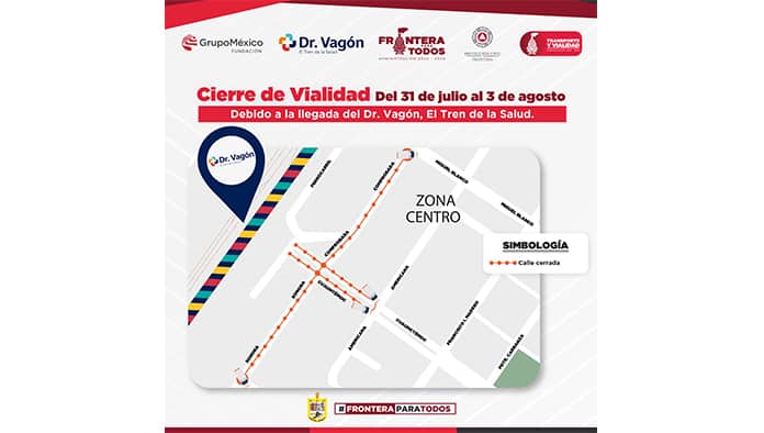 El departamento de Vialidad y Transporte realizará algunos cierres de calles aledañas a la estación de Ferrocarriles de México del 31 de julio al 3 de agosto.