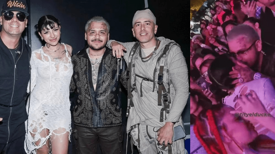 Christian Nodal y Cazzu captados en plan romántico en concierto de Wisin y Yandel