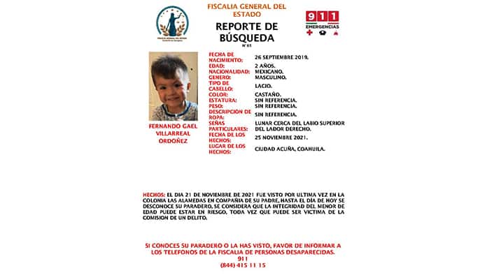 La alerta Amber se activó el pasado jueves para encontrar al pequeño.