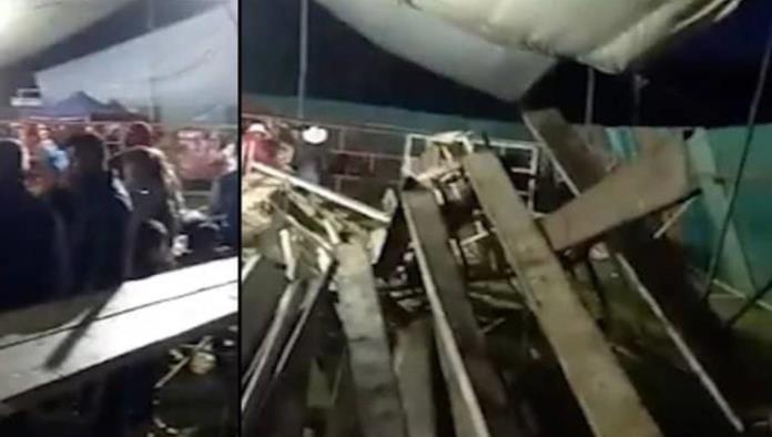 Colapsa grada con 100 personas durante fiesta patronal en Puebla