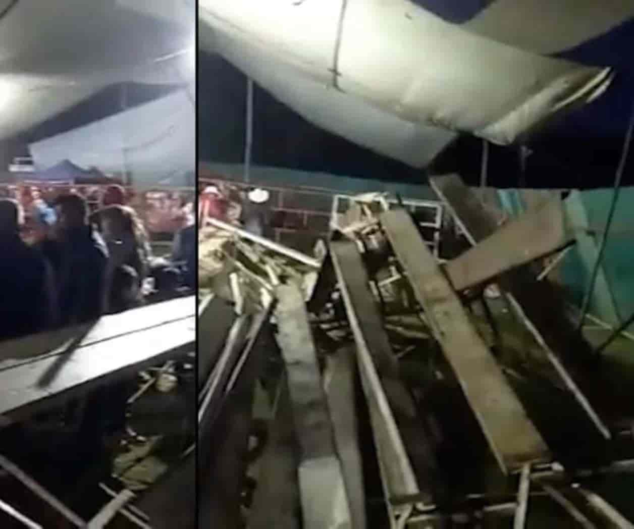 Colapsa grada con 100 personas durante fiesta patronal en Puebla