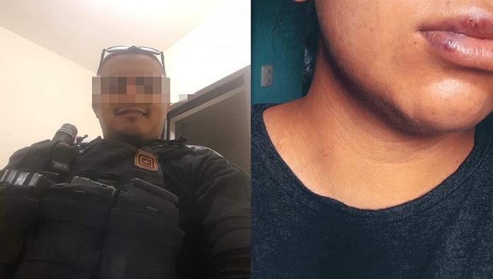Golpea policía a su ex novia