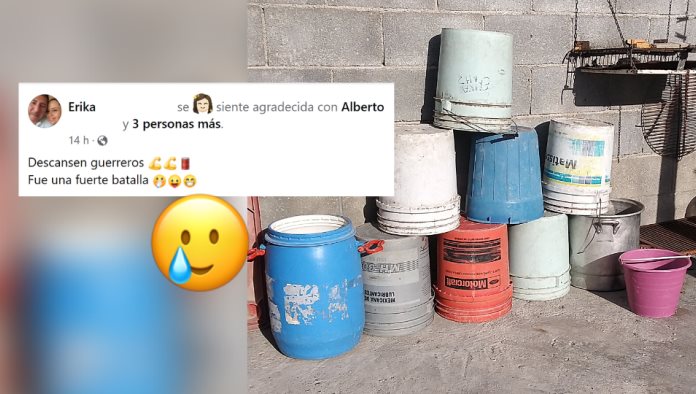 Se despide de sus tinas para juntar agua tras sequía en Nuevo León
