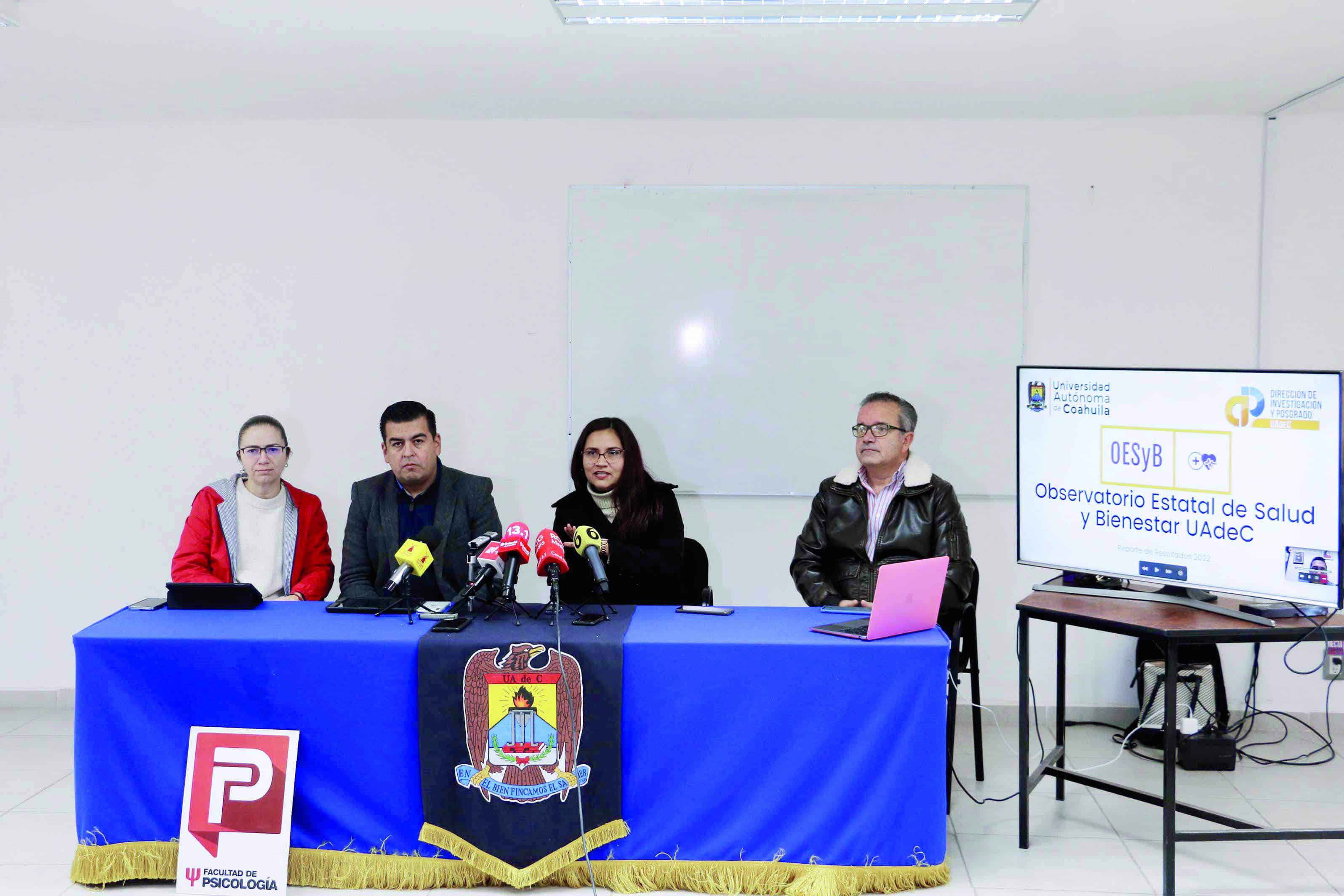 La Facultad de Psicología de la Universidad Autónoma de Coahuila dio a conocer los resultados del Observatorio Estatal de Salud y Bienestar UAdeC 2022.