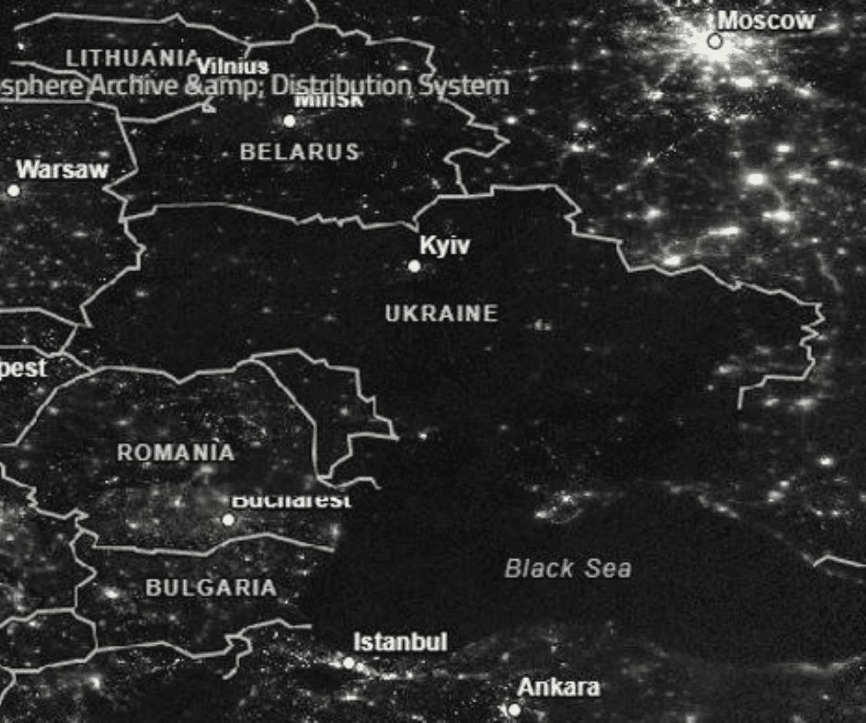 NASA muestra fotos del gran apagón que sufre Ucrania