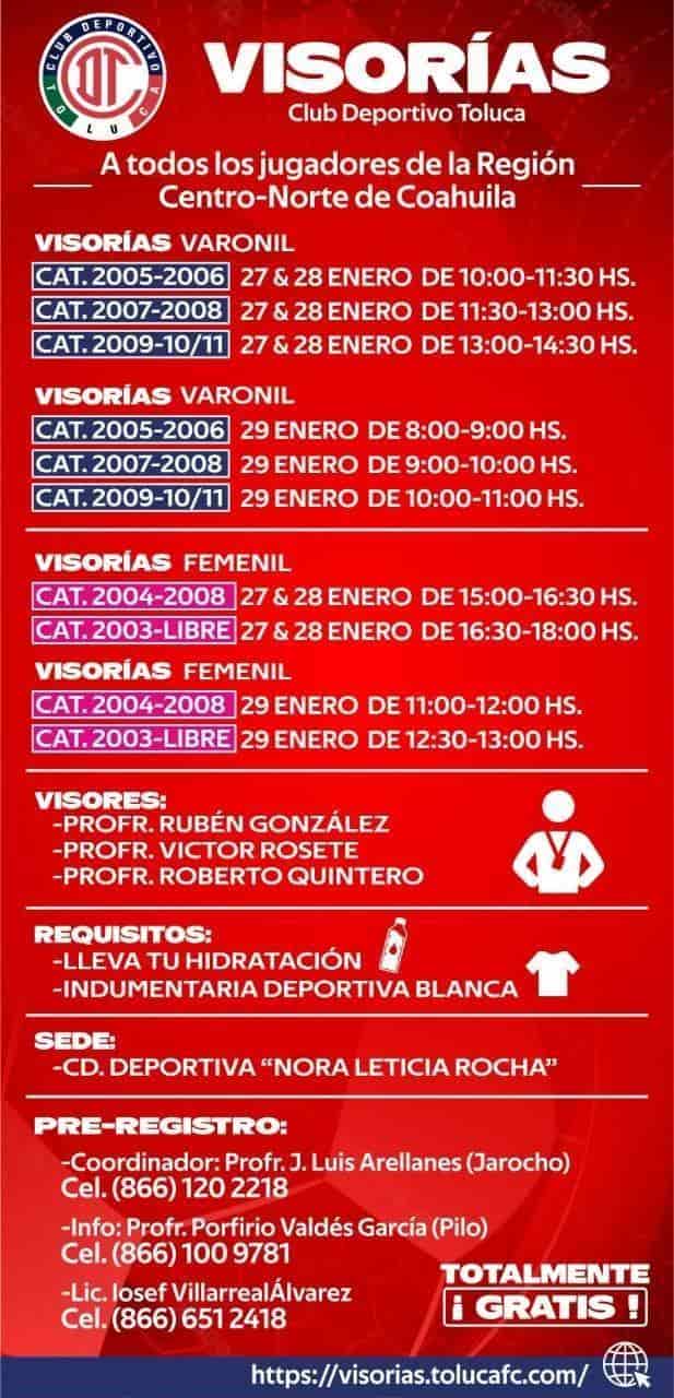 Visores del Club Toluca vienen a Monclova