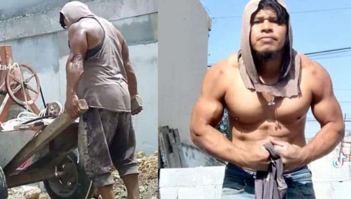 De pura coca y gansitos; Albañil presume su musculatura en Tik Tok