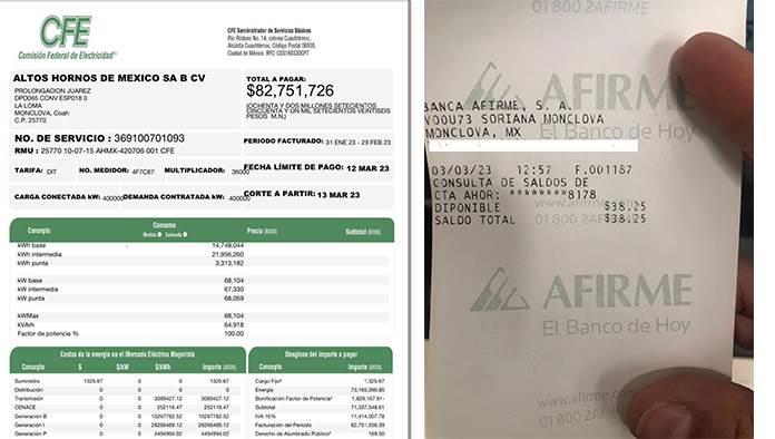 Aún no paga AHMSA recibo vencido a CFE y ya le llegó nuevo por 82.7 MDP