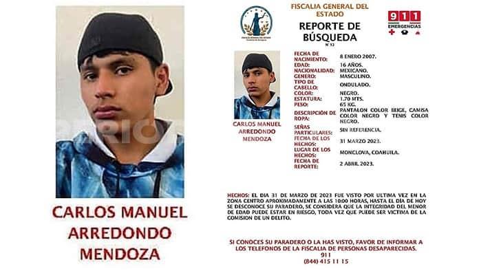 Busca Monclova a joven extraviado