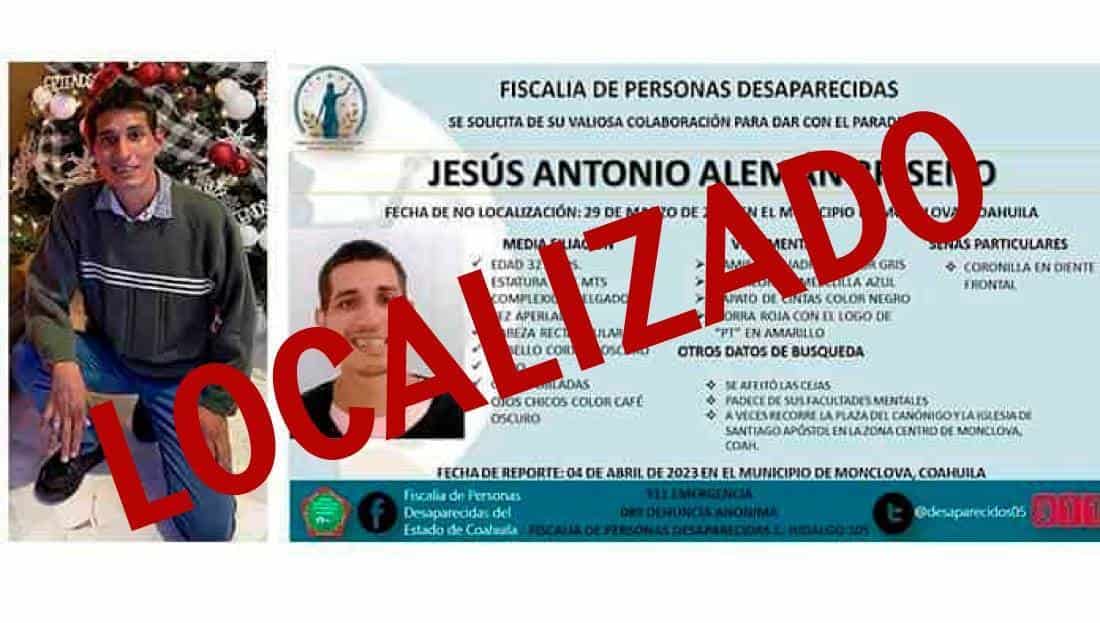 Jesús Antonio, fue localizado en la ciudad de Monterrey