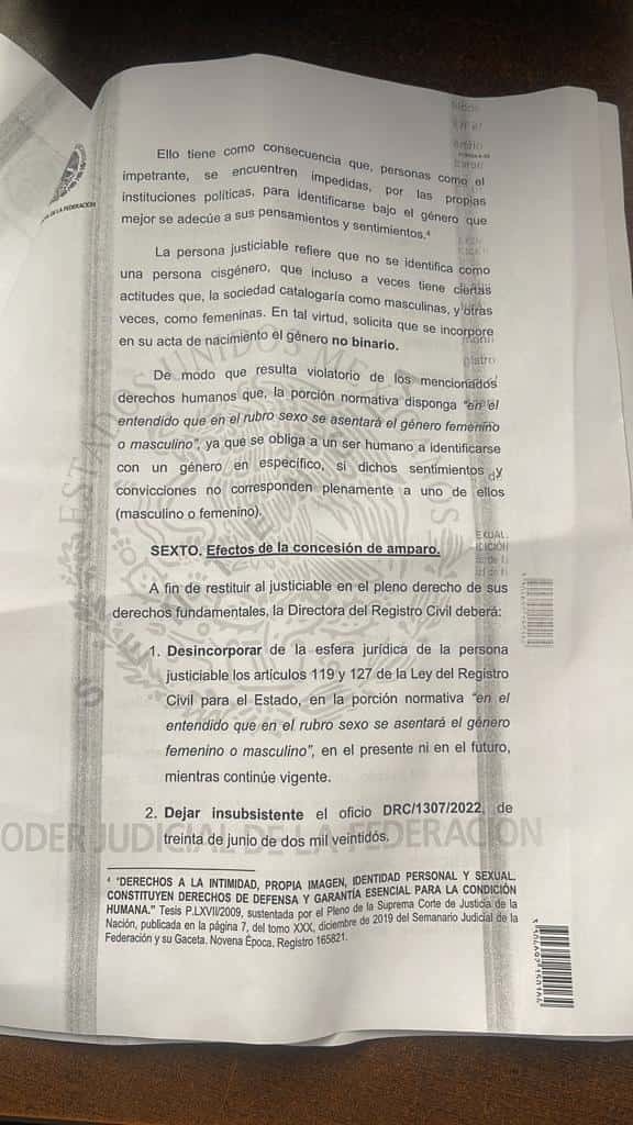 Otorgan en Coahuila primer acta no binaria