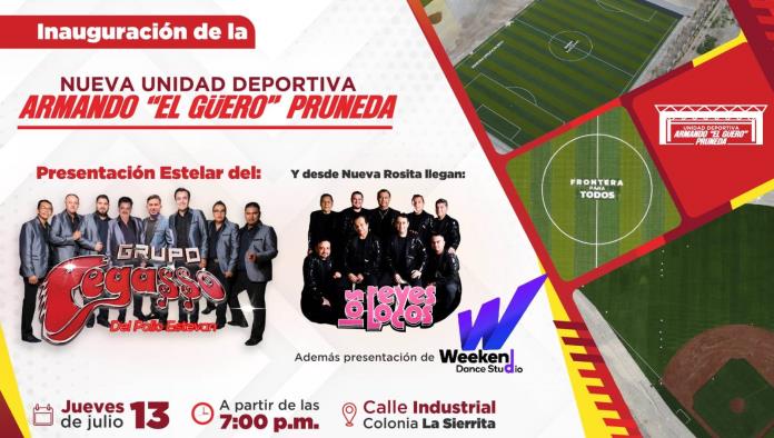 Inaugurarán unidad deportiva Guero Pruneda