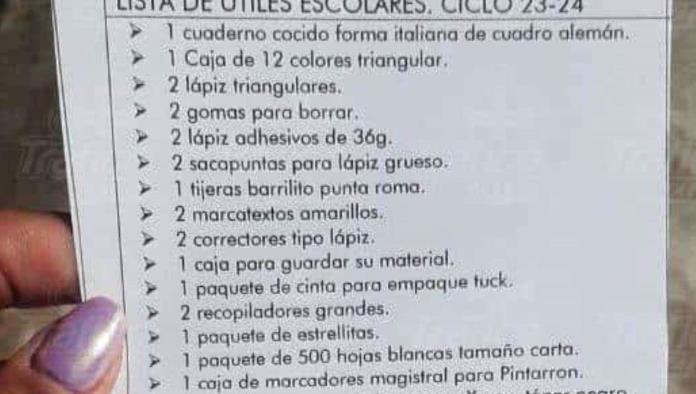 Kinder pide 20 litros de cloro, tinta de impresora y hasta escobas en la lista de útiles