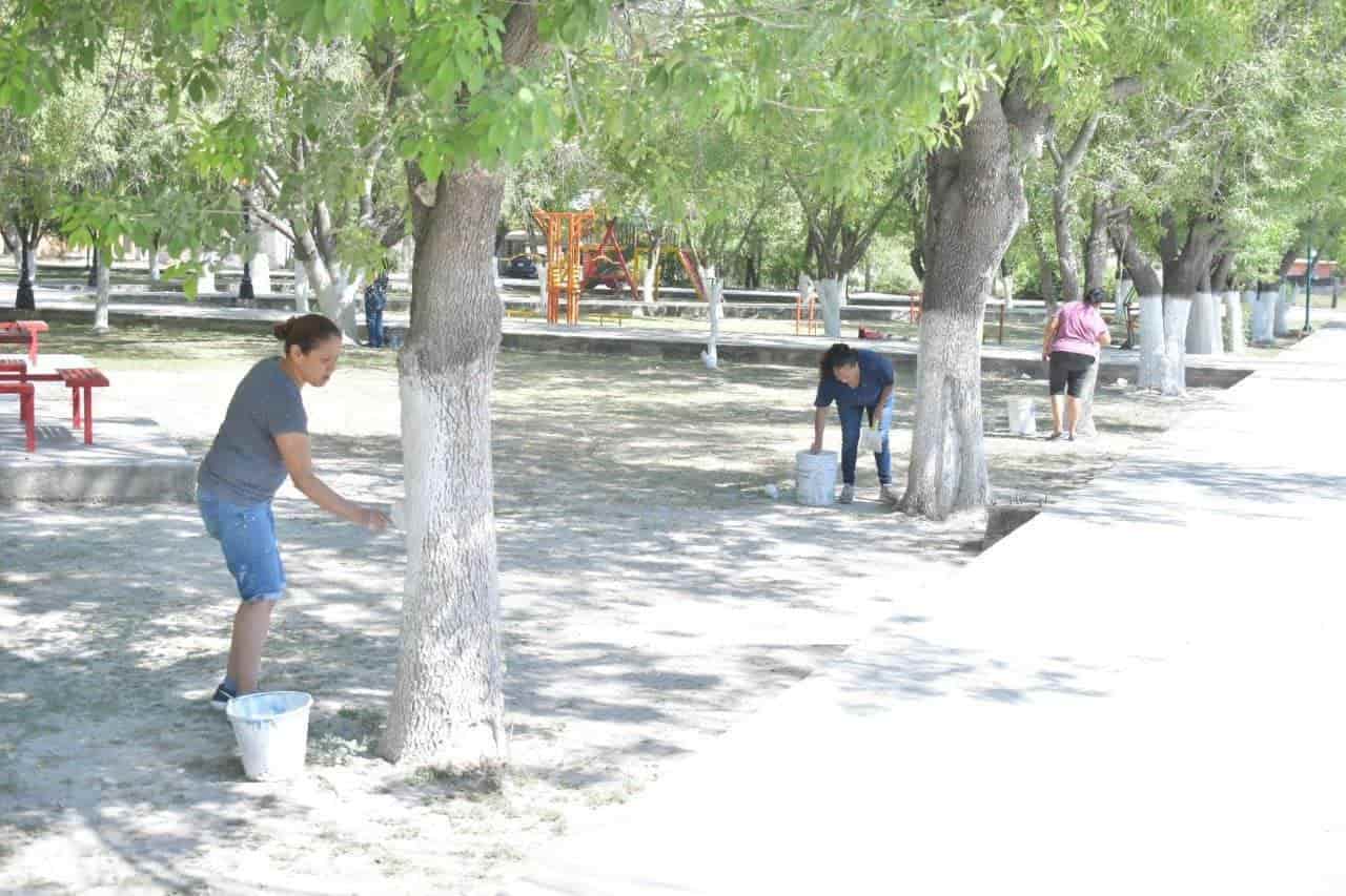 Embellecen vecinos plaza de la Progreso