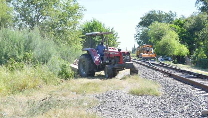 Realizan limpieza en vías ferroviarias