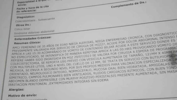 Suspenden cirugía a paciente grave