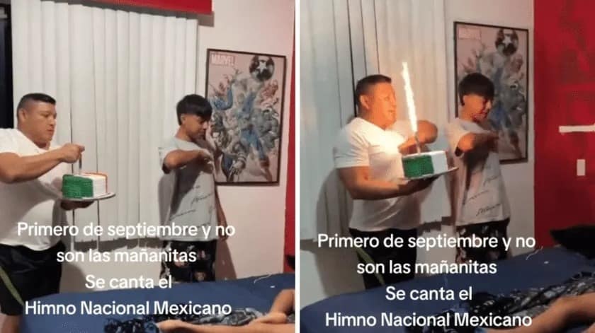 Cantan el himno nacional a niño por su cumpleaños
