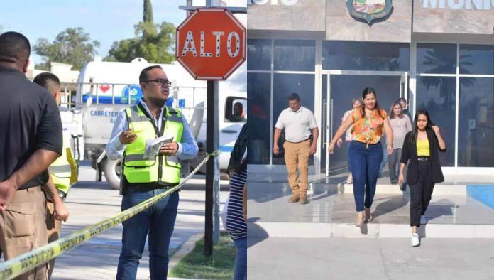 ¡Simulacro! Realizan ejercicio en el ayuntamiento de Nava