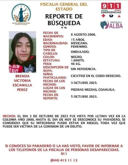 Sigue desaparecida joven de 16 años