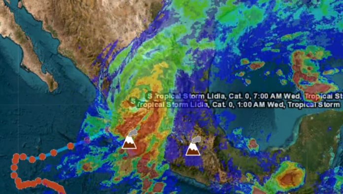 Se debilita el huracán Lidia a baja presión; Provocará lluvias en 10 estados