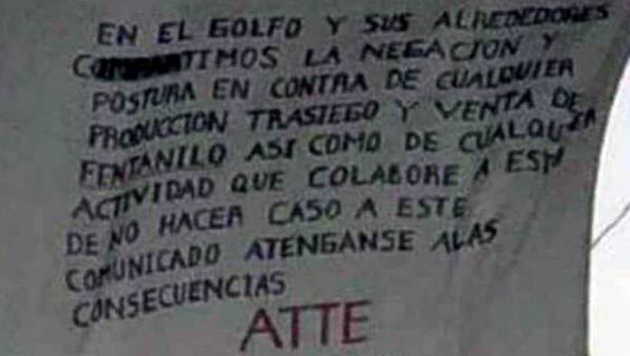 Aparecen narcomantas en Sonora ordenando no producir fentanilo