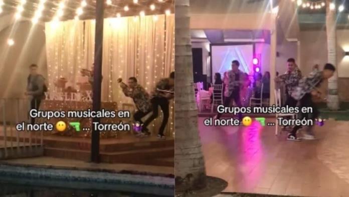 Banda musical simula balacera en plena fiesta de XV años