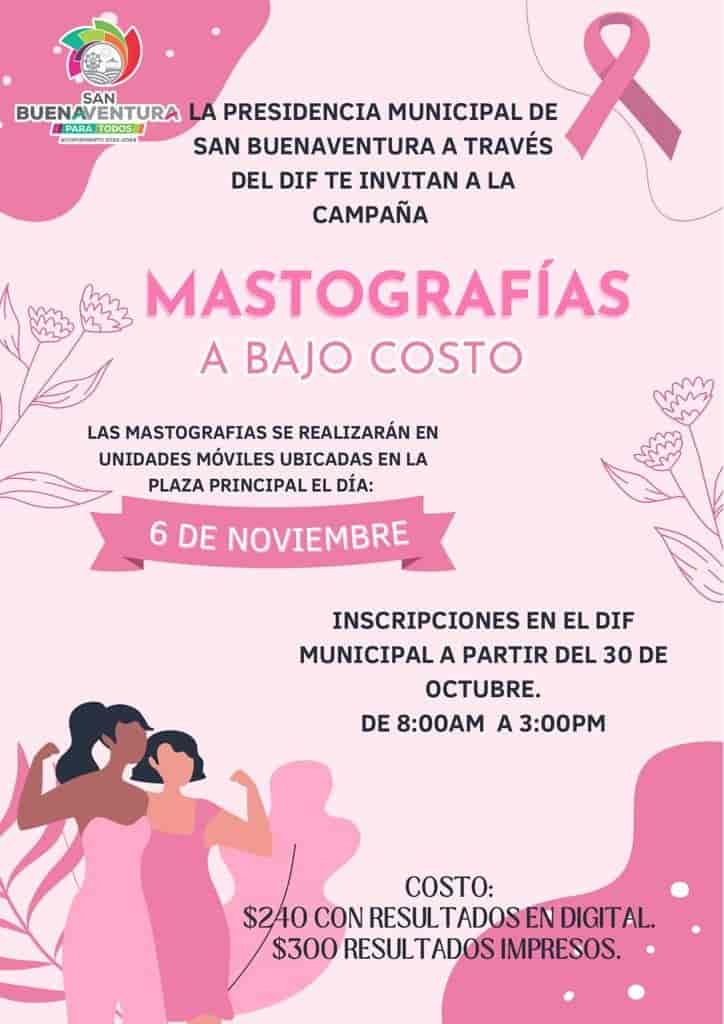 Anuncian campaña de mastografías en SB