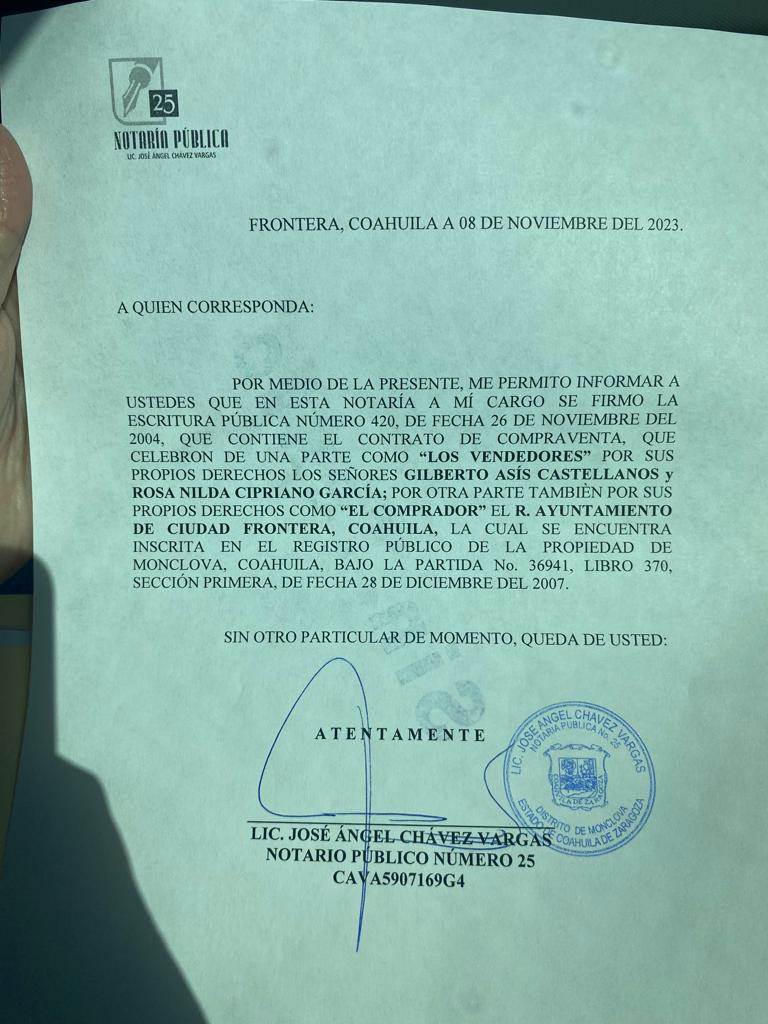 Referente al terreno en “La Polka”