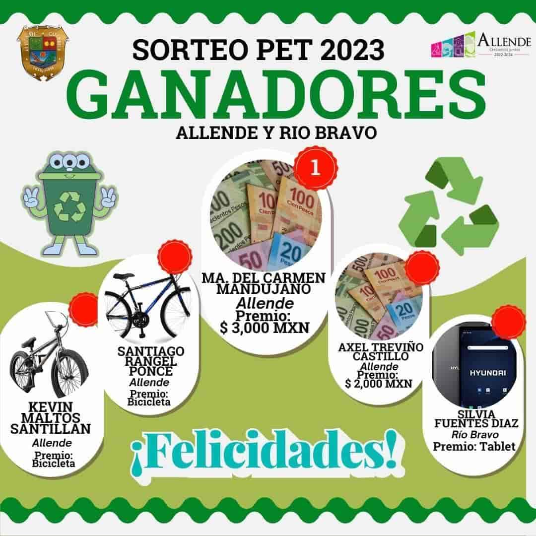 Realizan sorteo PET en Allende para incentivar el reciclaje