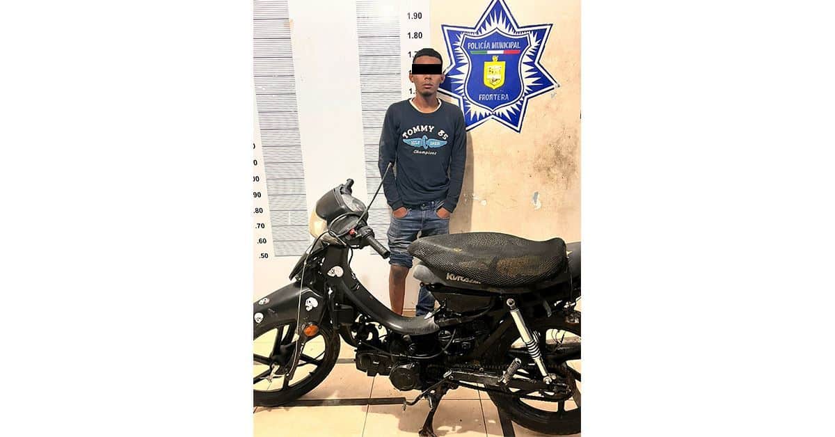 Capturan en Frontera a asaltante con moto robada