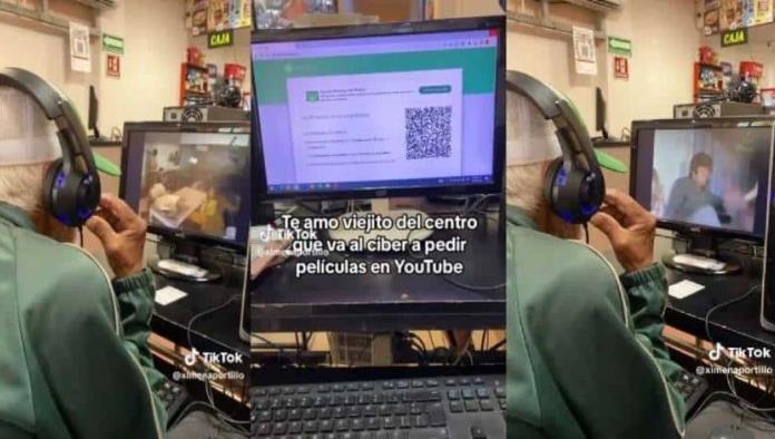 El abuelito que conmueve a miles al visitar el ciber para ver películas