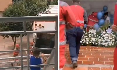 Recolectores de basura acuden a funeral de niño que siempre los saludaba