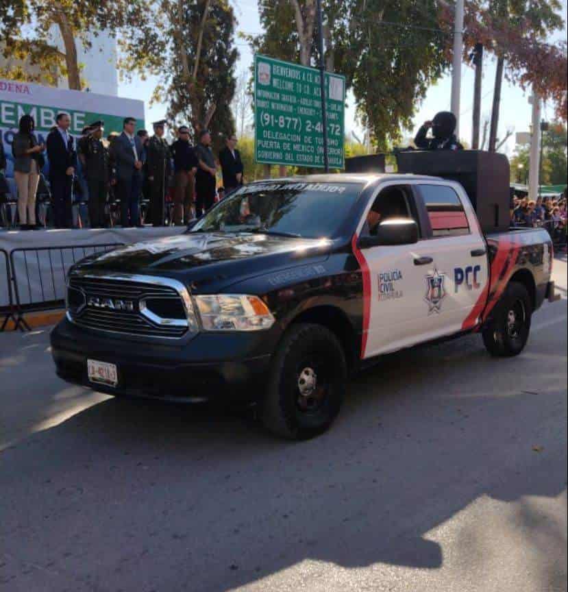 Policía Civil Coahuila participa en el desfile cívico del municipio de Jimenez y Acuña.