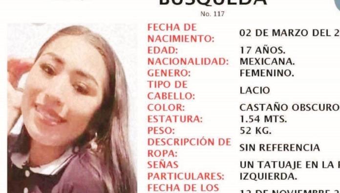 Buscan a jovencita desde el 12 de noviembre