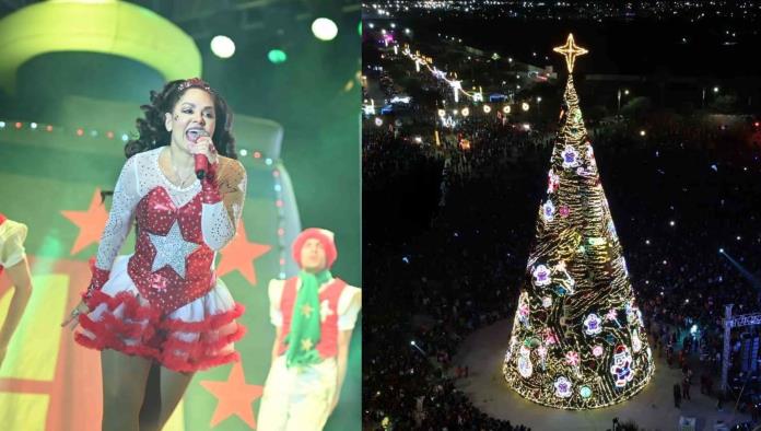 ¡Con Tatiana incluida! Encienden el pino navideño de la ciudad