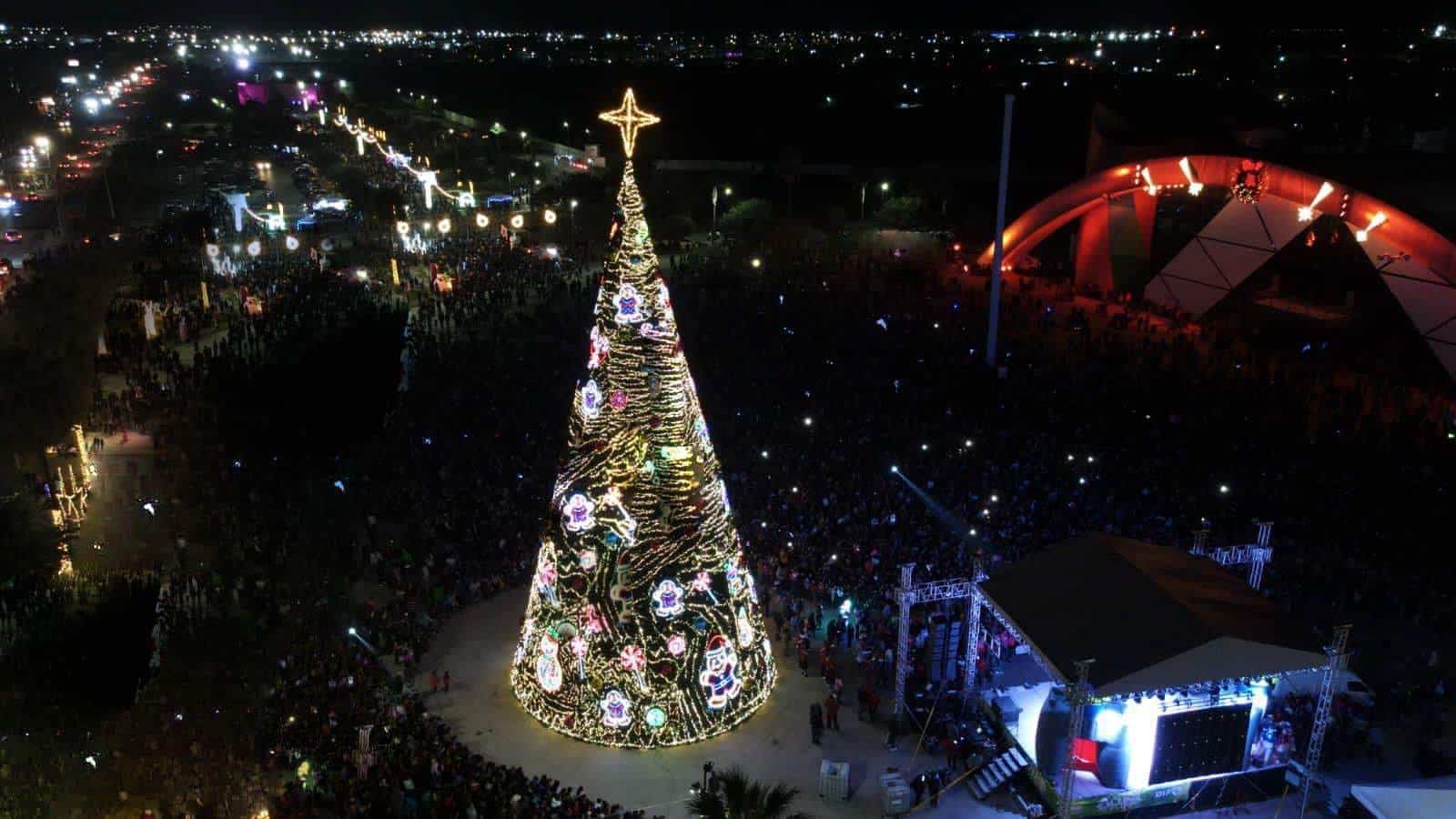 ¡Con Tatiana incluida! Encienden el pino navideño de la ciudad