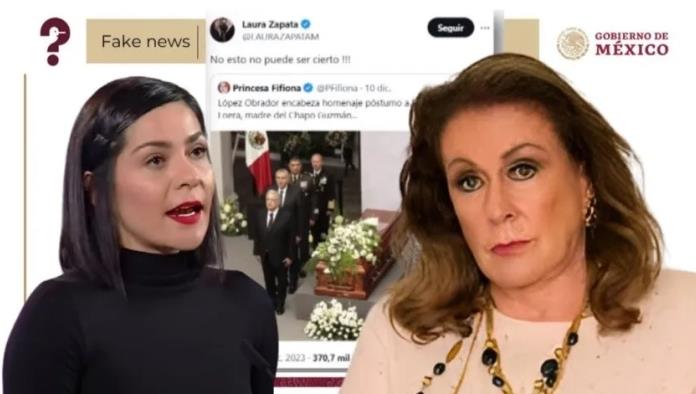 Exhiben a Laura Zapata en mañanera por difundir fake news de AMLO