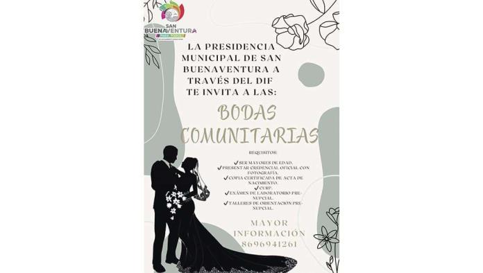 Invita DIF San Buena a bodas comunitarias
