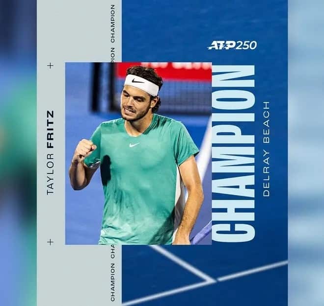 Indian Wells, Eastbourne, Tokio, Delray Beach (2) y Atlanta, son los sitios en donde Taylor Fritz alzó el título.
