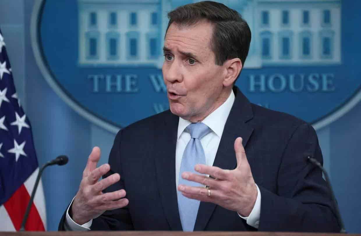El asesor de comunicaciones de seguridad nacional de la Casa Blanca, John Kirby, responde a las preguntas de los medios de comunicación durante una rueda de prensa en la Casa Blanca en Washington, Estados Unidos. 12 de febrero de 2024. REUTERS/Leah Millis